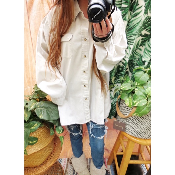 Vintage Tops - Vintage wrangler oversized neutral cream shacket 🍄